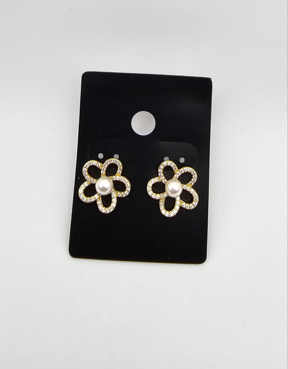 Petal Pearl Flower Stud Earrings – 925 Silver, Gold-Plated
