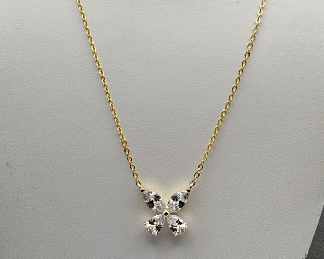Dainty Marquise cut Sparkle Pendant – 925 Silver, Gold-Plated