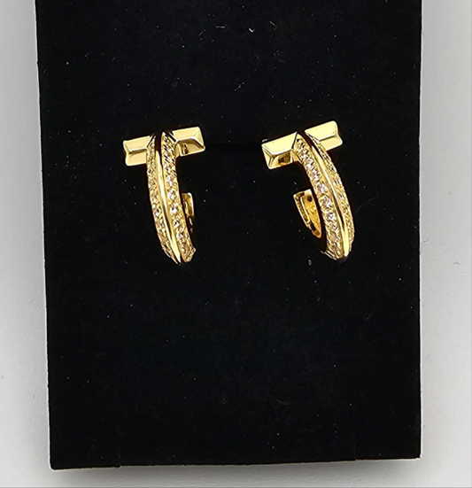 T-Bar Hoops | 925 Silver Gold Plated