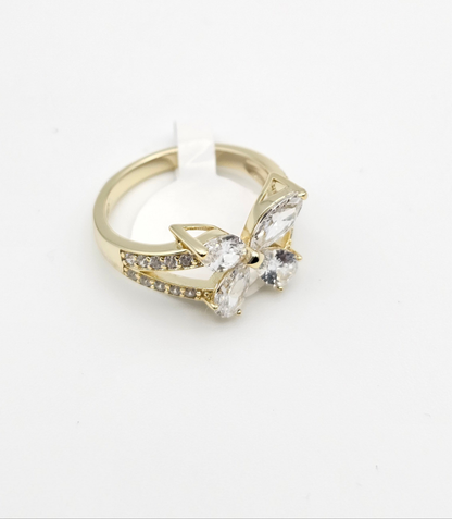 Butterfly Ring with Double Row Accents