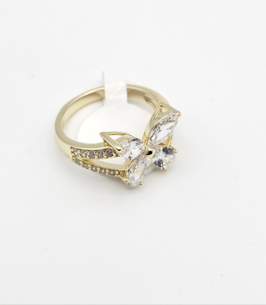 Butterfly Ring with Double Row Accents