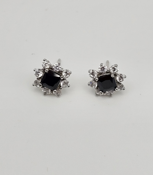 Black Stone Crystal Studs