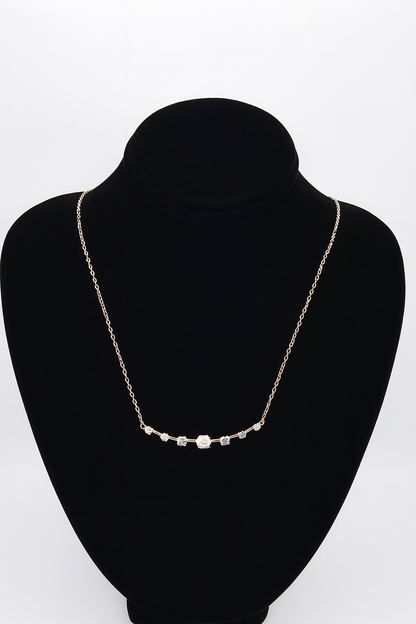 Elegant Gold Plated Bar Necklace with Stone Accents