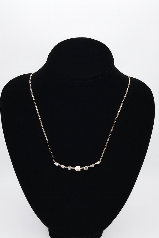 Elegant Gold Plated Bar Necklace with Stone Accents