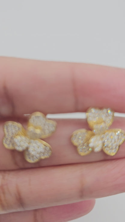 Heart Shaped Floral Earrings in silver and gold