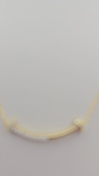 Dainty T-Smile Pendant with stone accents,  925 Silver, 16" + 2"