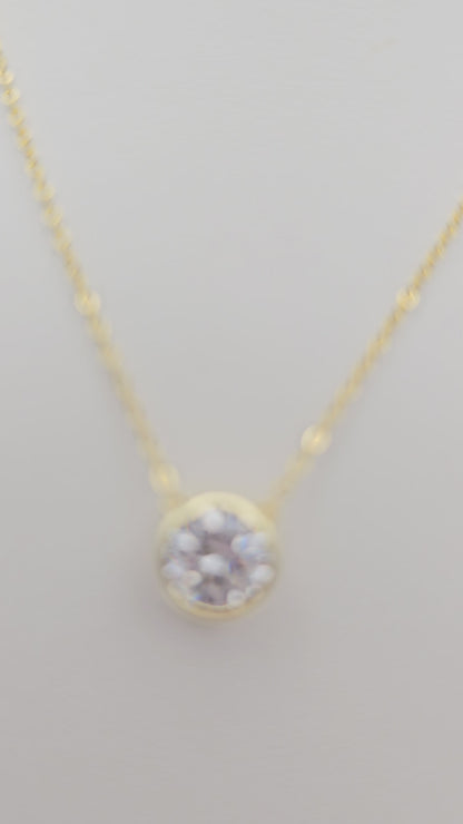 Solitaire Pendant Necklace, Gold plated in 925 Silver, 7mm stone, 16" + 2" length