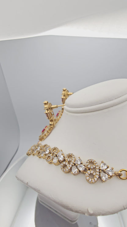 Victorian Necklace & Earrings set - Emerald and Ruby, Neck length