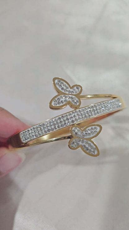 Dual Butterfly Bangle with Crystals