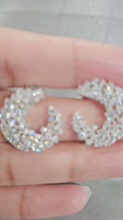 Crescent Earrings, fine 925 silver with Swarovski crystals