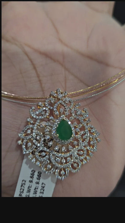 925 Silver Emerald Diamond Moissanite Pendant with Earrings Set , Detachable pendant