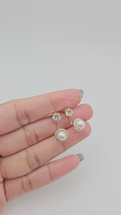 Trendy Jacket Earrings with premium CZs and Pearls
