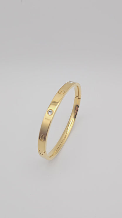 Gold Plated Bangle with 4 Stone Accents