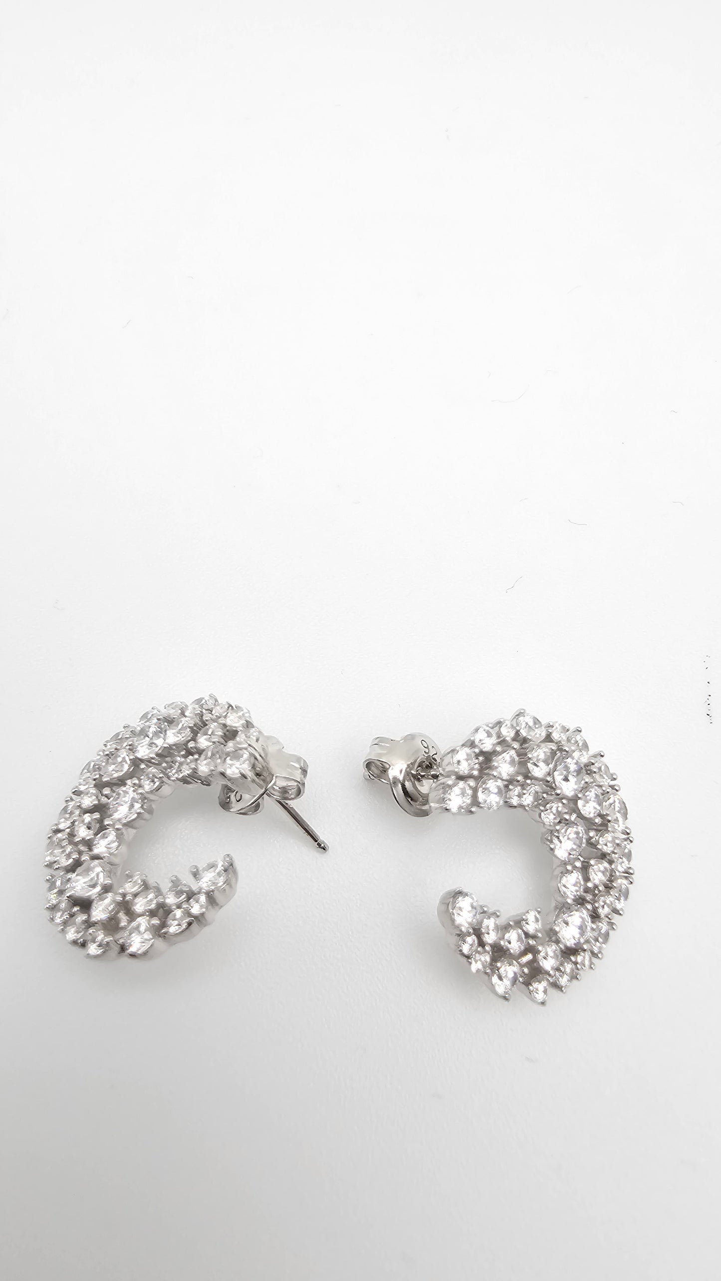 Crescent Earrings, fine 925 silver with Swarovski crystals