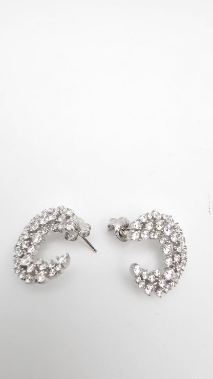 Crescent Earrings, fine 925 silver with Swarovski crystals