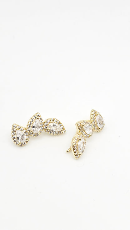 Pear Cut Swarovski Crystal Ear cuffs , 925 silver and gold plated on silver