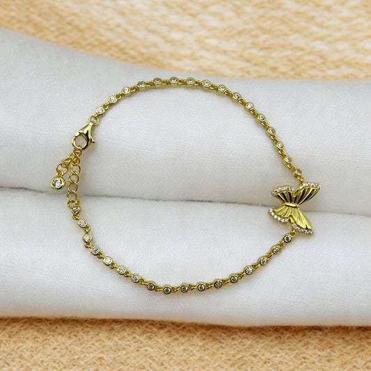 Butterfly chain bracelet with stone accents