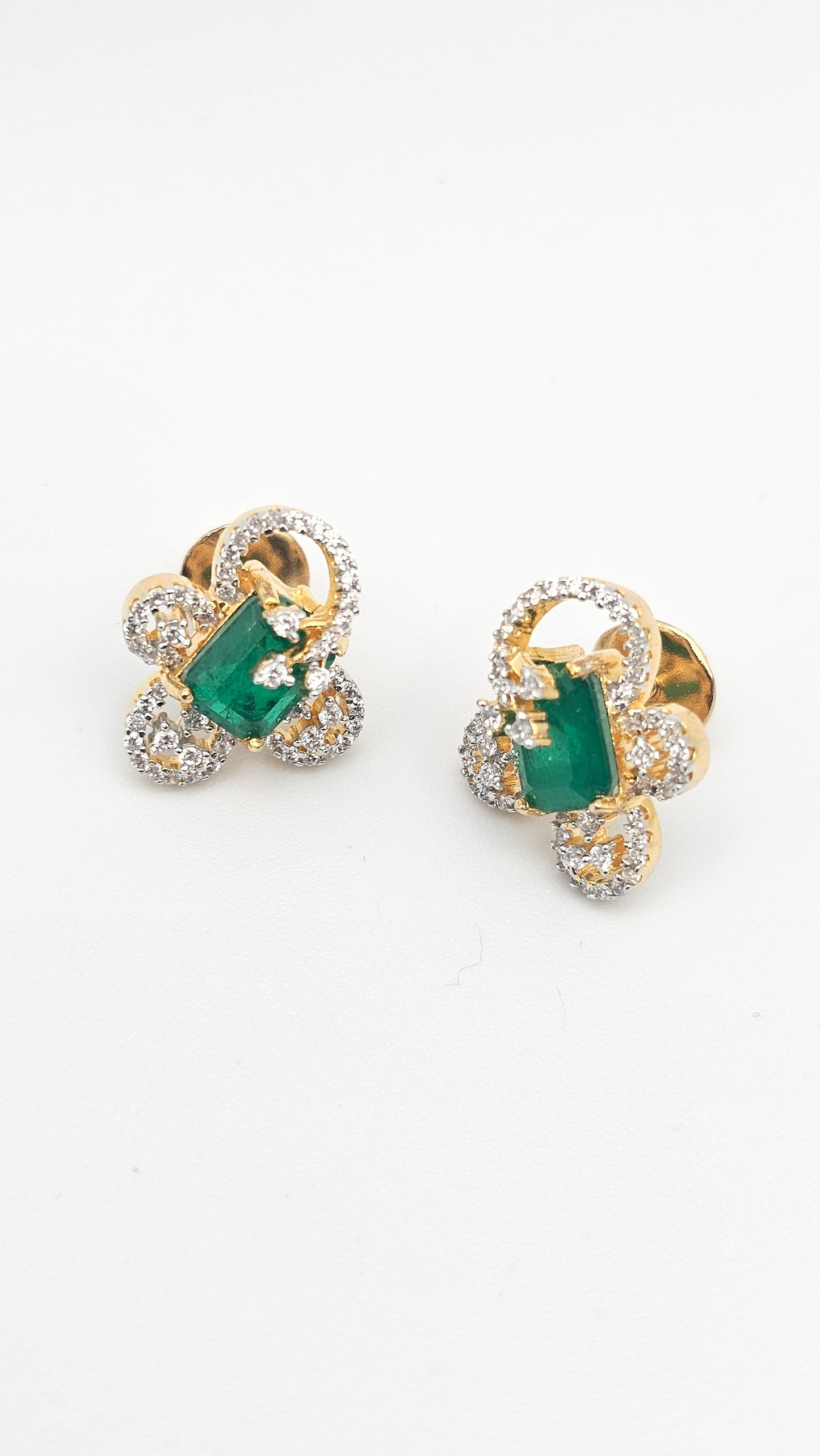 925 Silver Moissanite Stones with Emerald Set