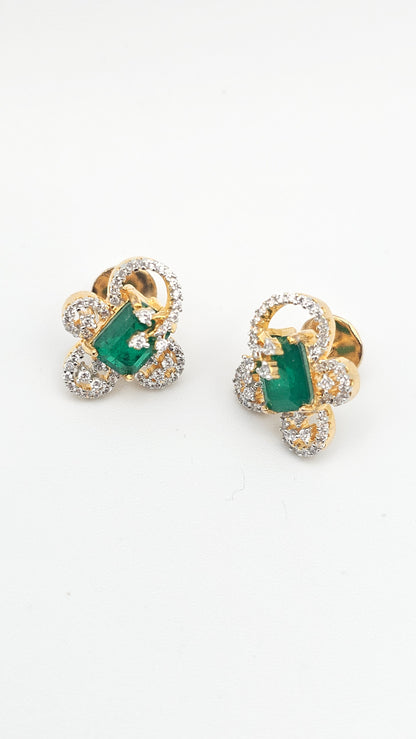 925 Silver Moissanite Stones with Emerald Set