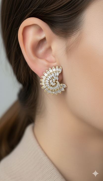 Aurora Marquise Baguette Cluster Earrings