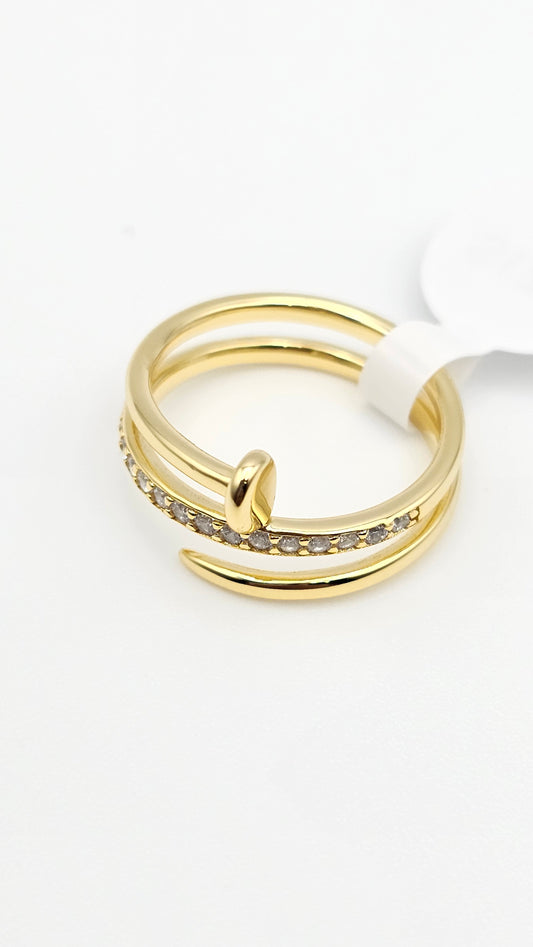 Nail Ring With Stone Accents | 925 Silver | US Size 6, 7