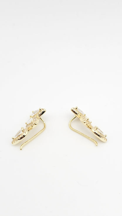 Pear Cut Swarovski Crystal Ear cuffs , 925 silver and gold plated on silver