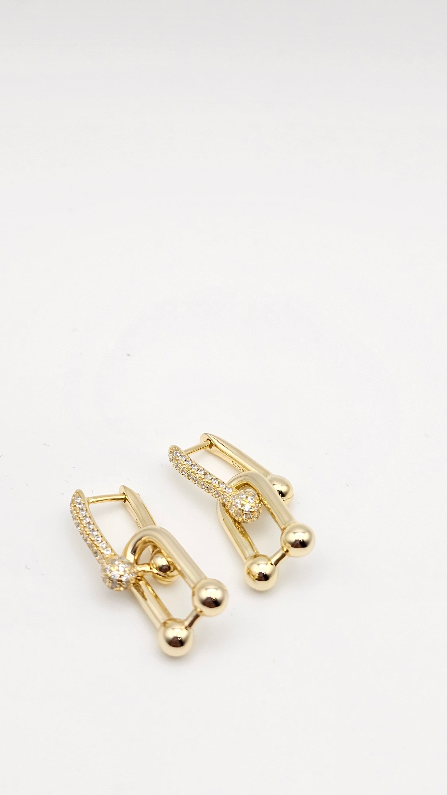 Link Earrings With Stones | 925 Silver Gold Plated