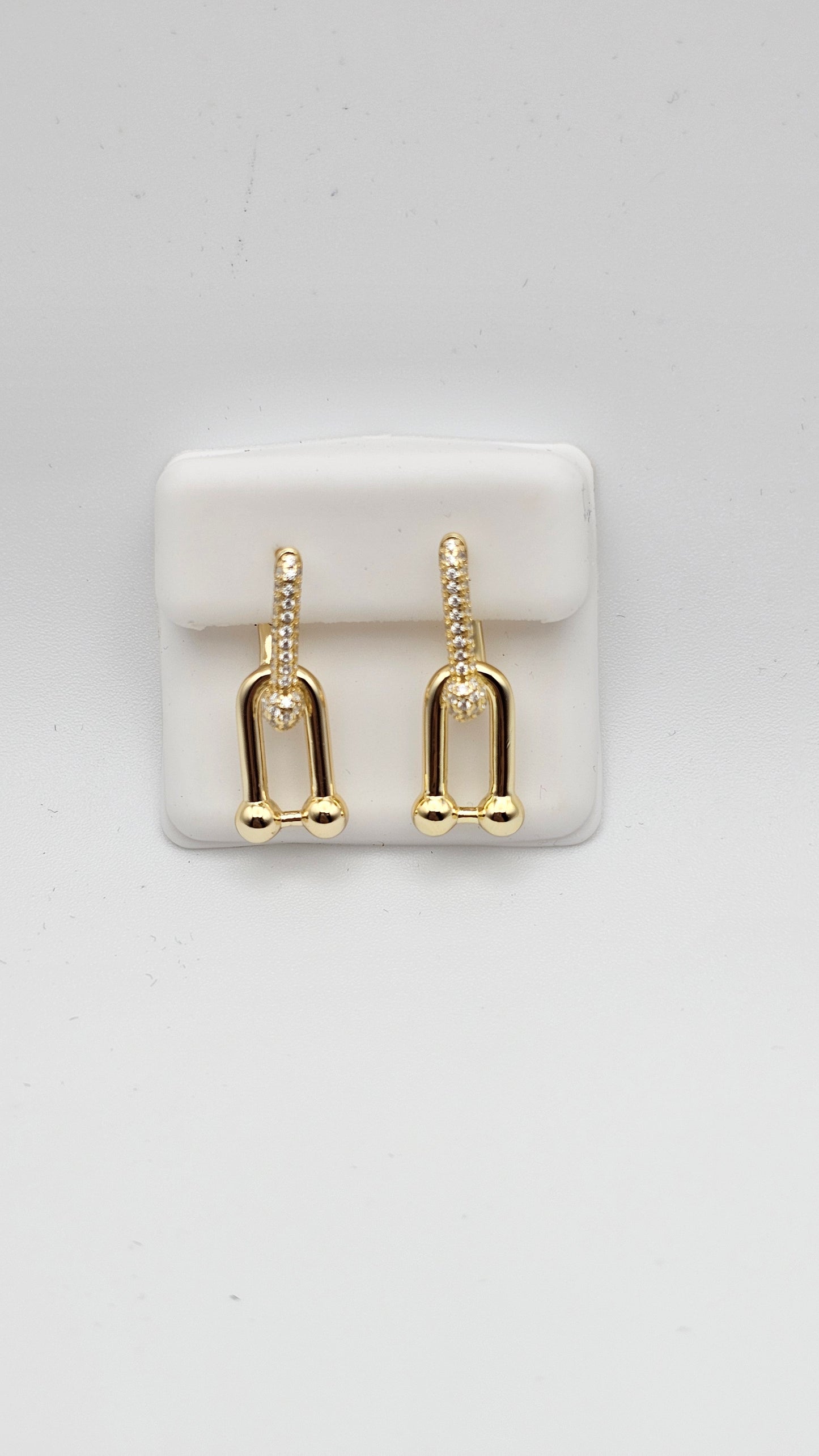 Link Earrings With Stones | 925 Silver Gold Plated