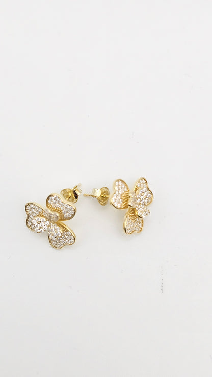 Heart Shaped Floral Earrings in silver and gold