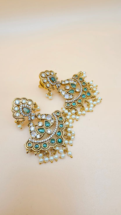 Kundan Earrings with Pearl Drops