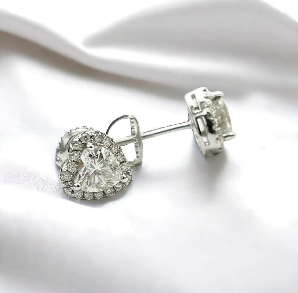 Heart Moissanite Stud Earrings