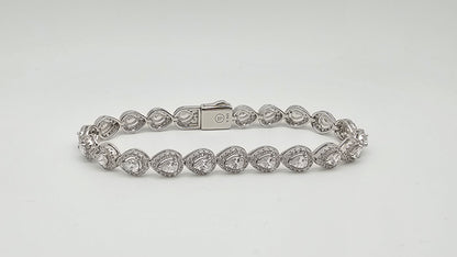 Pear Cut Swarovski Crystal Tennis Bracelet | 925 Silver | 7 inch
