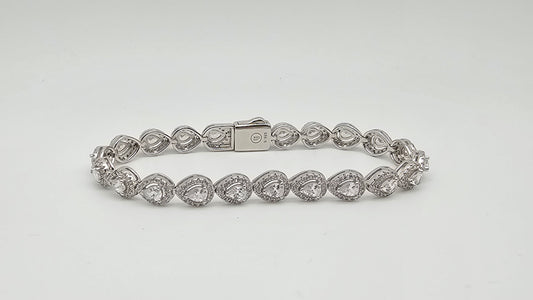 Pear Cut Swarovski Crystal Tennis Bracelet | 925 Silver | 7 inch