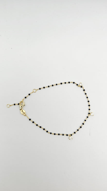 Black bead/nazariya/evil eye Bracelet in 925 Silver