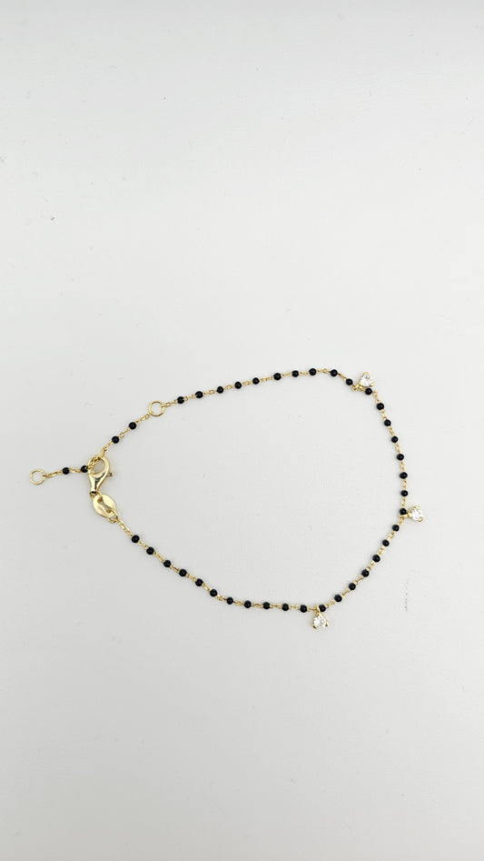 Black bead/nazariya/evil eye Bracelet in 925 Silver