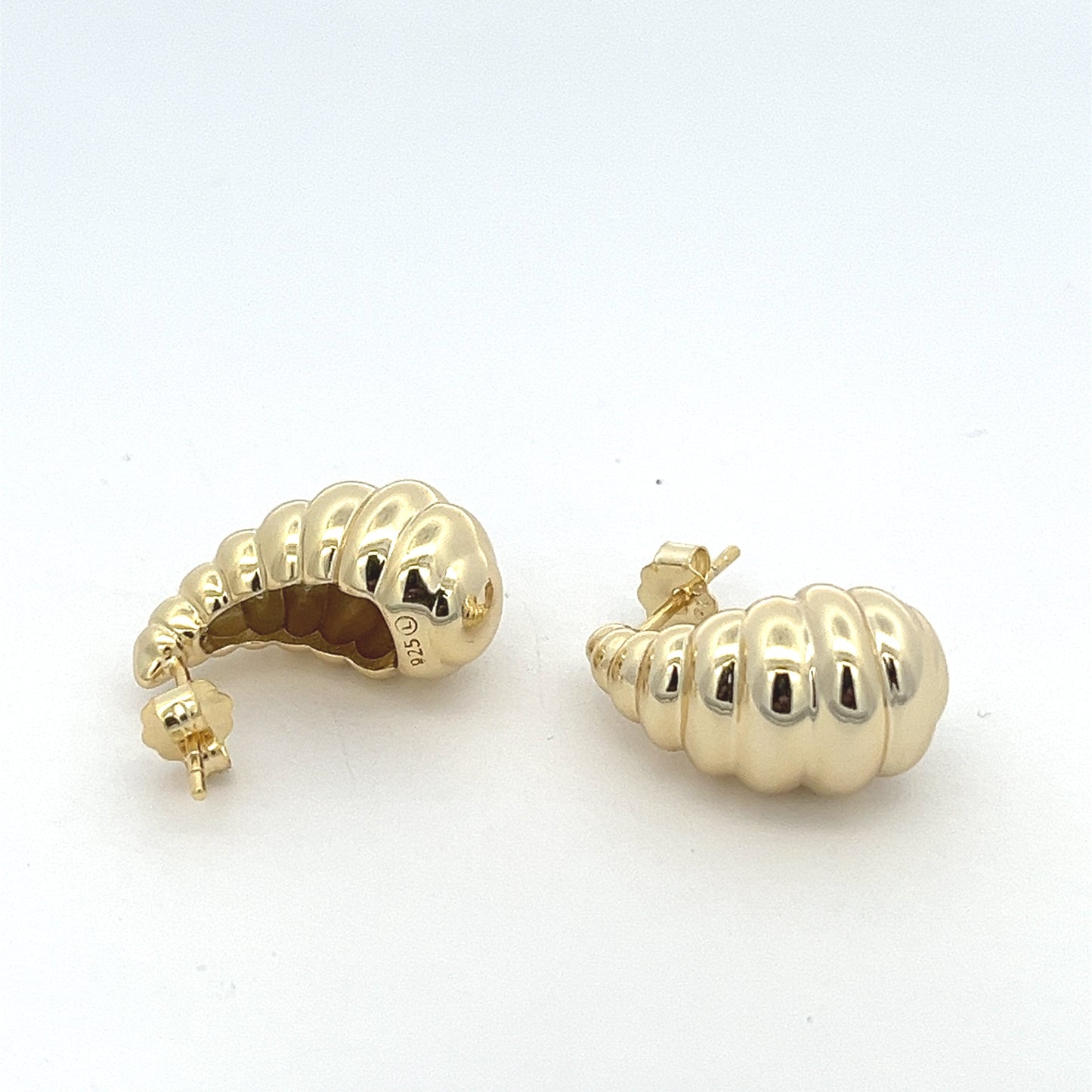 Carved Pave Drop Earrings 925 Silver, gold plated