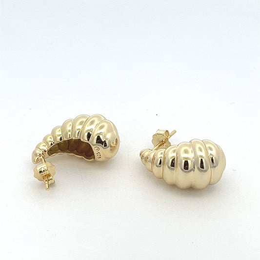 Carved Pave Drop Earrings 925 Silver, gold plated