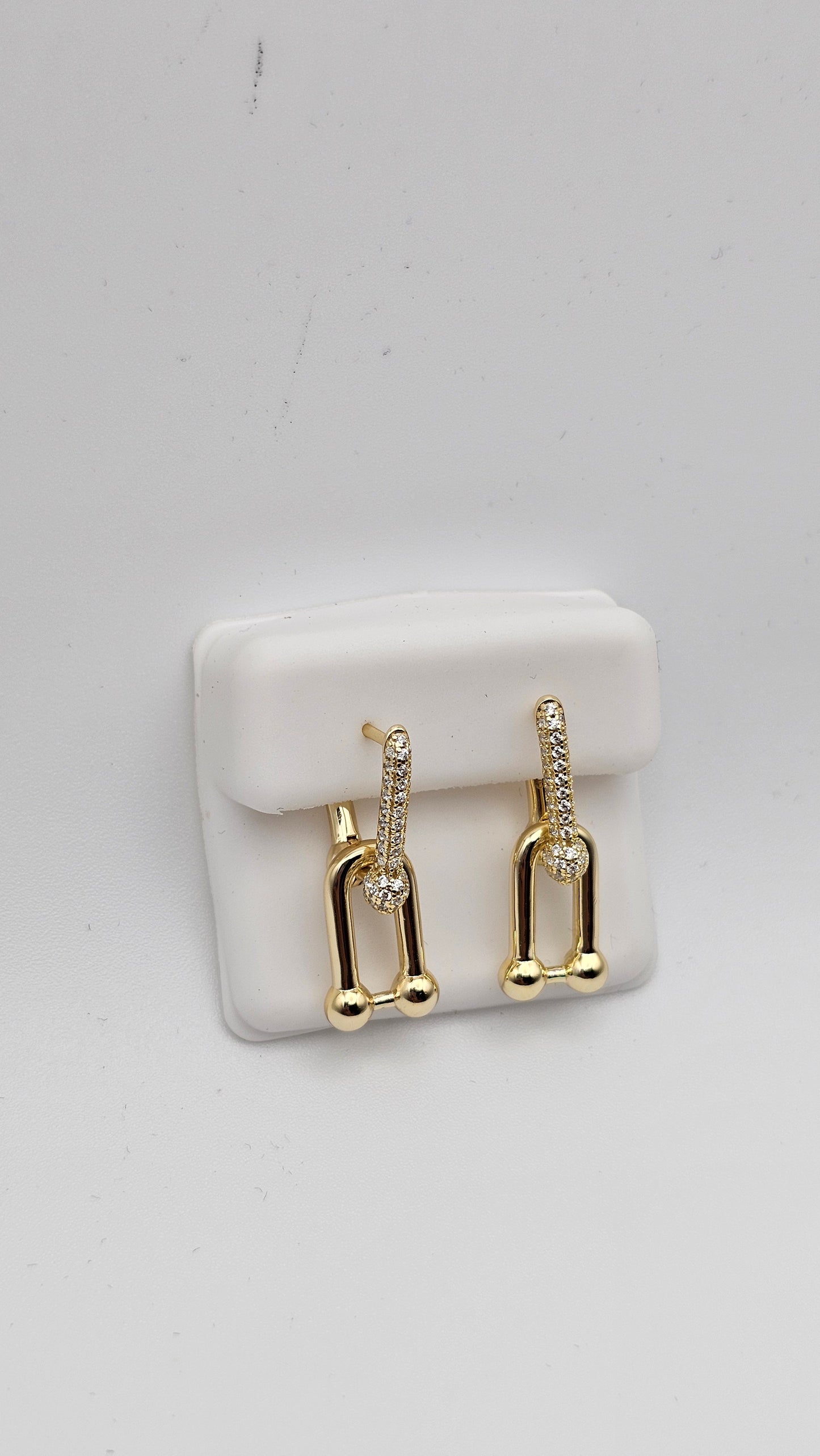 Link Earrings With Stones | 925 Silver Gold Plated