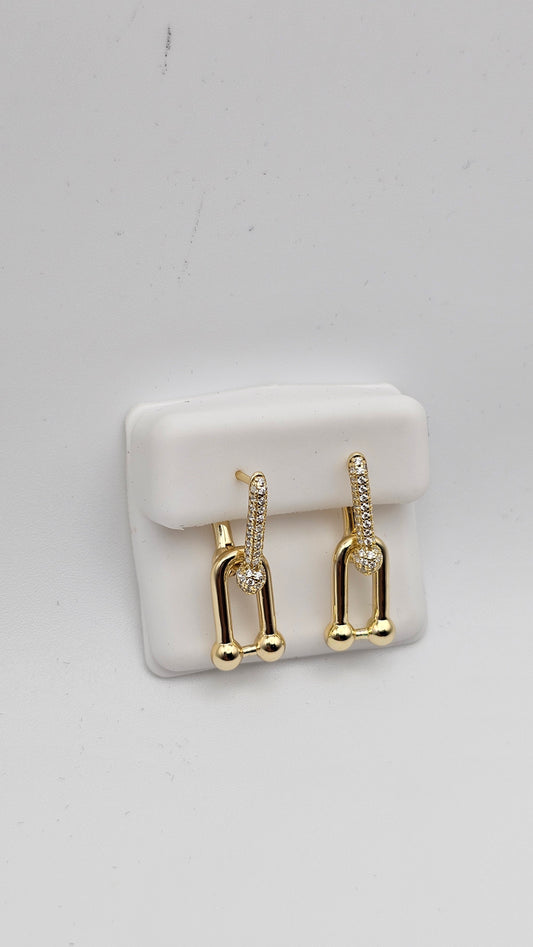 Link Earrings With Stones | 925 Silver Gold Plated