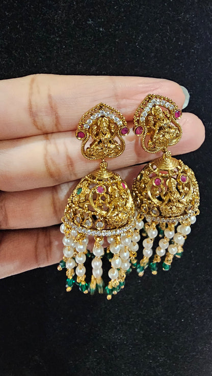 Jhumkas with Pearl Danglers