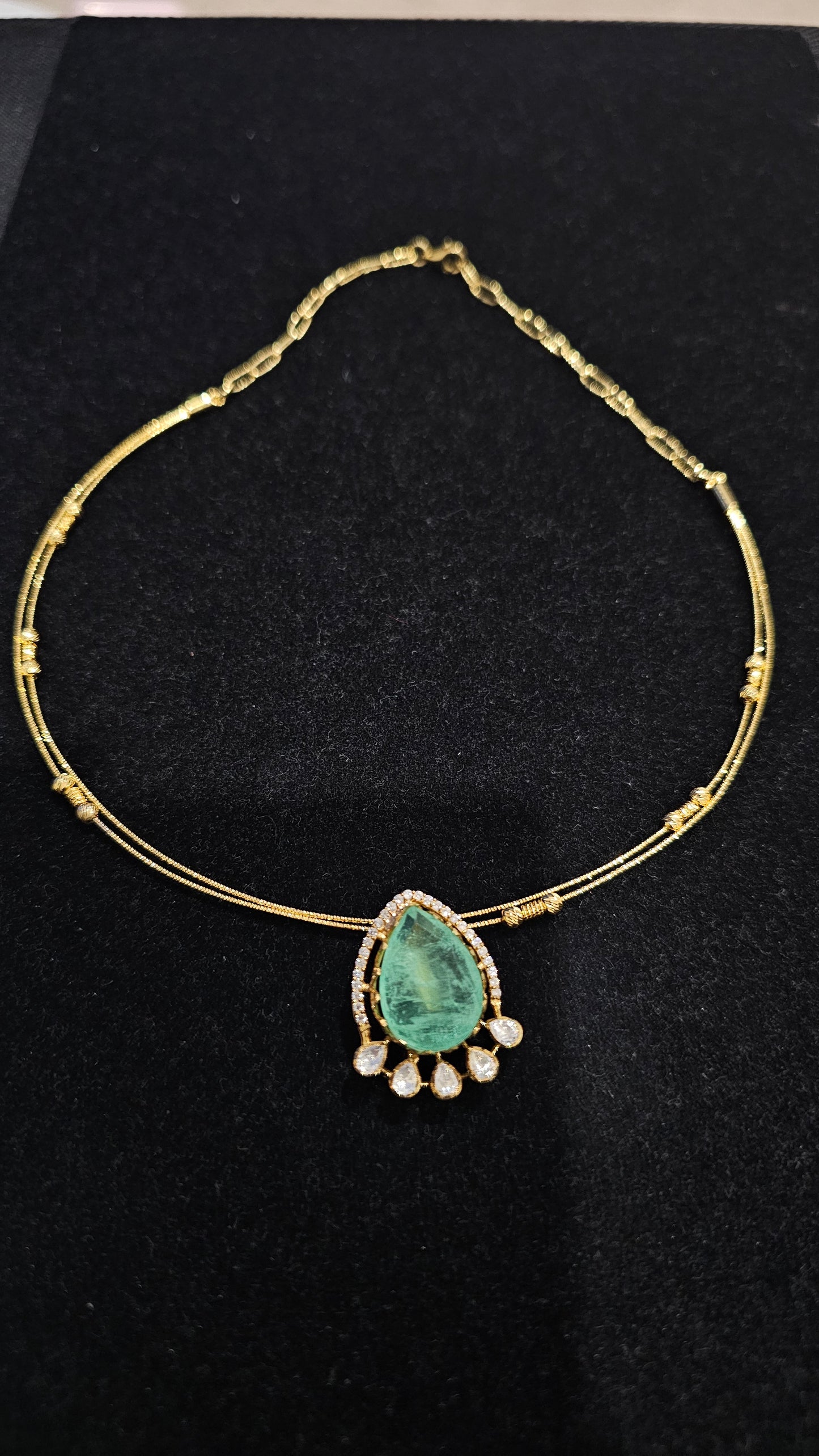 925 Silver Moissanite Stones with Emerald Set