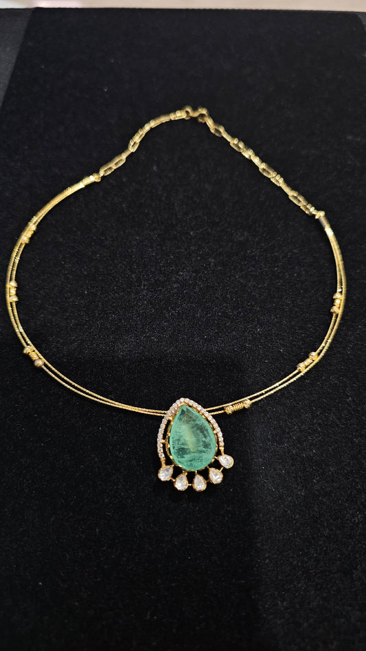 925 Silver Moissanite Stones with Emerald Set