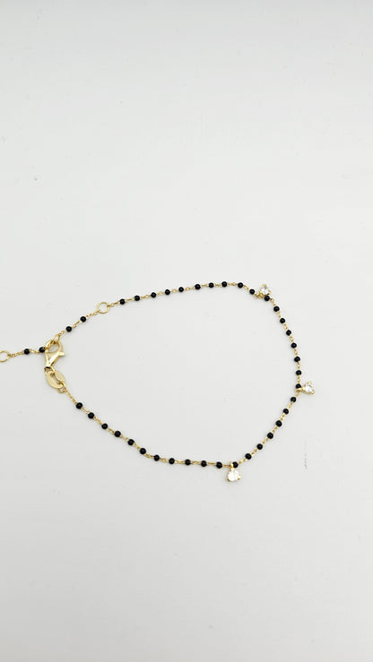 Black bead/nazariya/evil eye Bracelet in 925 Silver