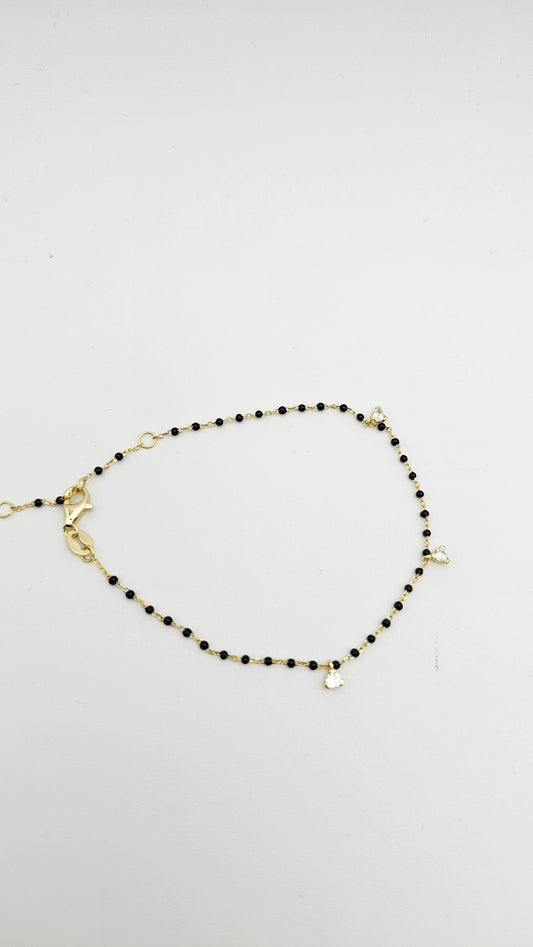 Black bead/nazariya/evil eye Bracelet in 925 Silver