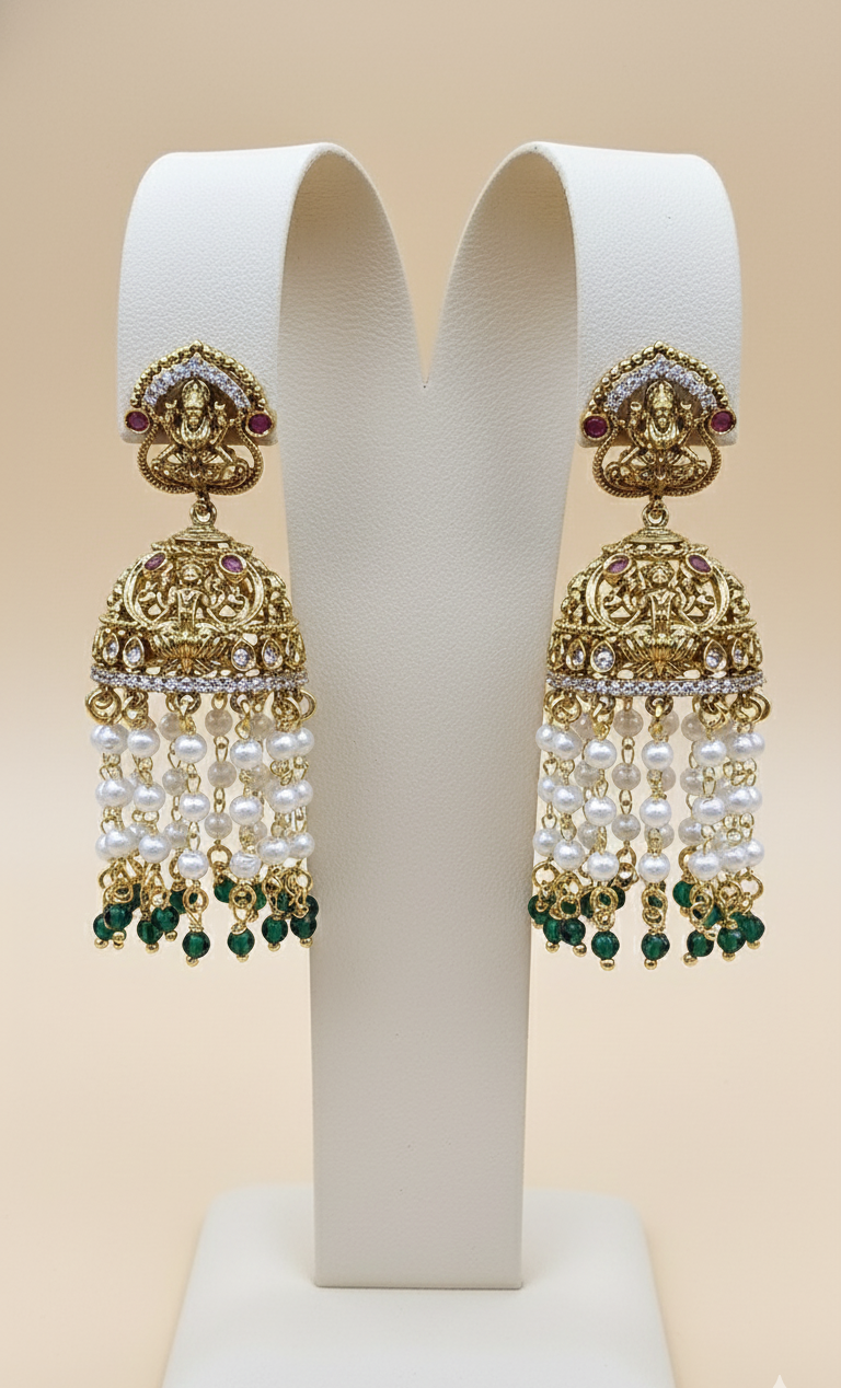 Jhumkas with Pearl Danglers