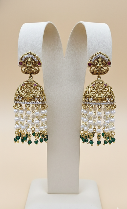 Jhumkas with Pearl Danglers