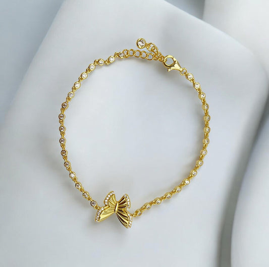 Butterfly chain bracelet with stone accents