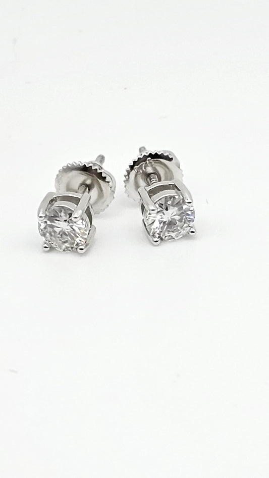 Classic Mosiannaite Solitaire Diamond Studs | 5mm | 0.9 CTW | VVSD | 1.15g