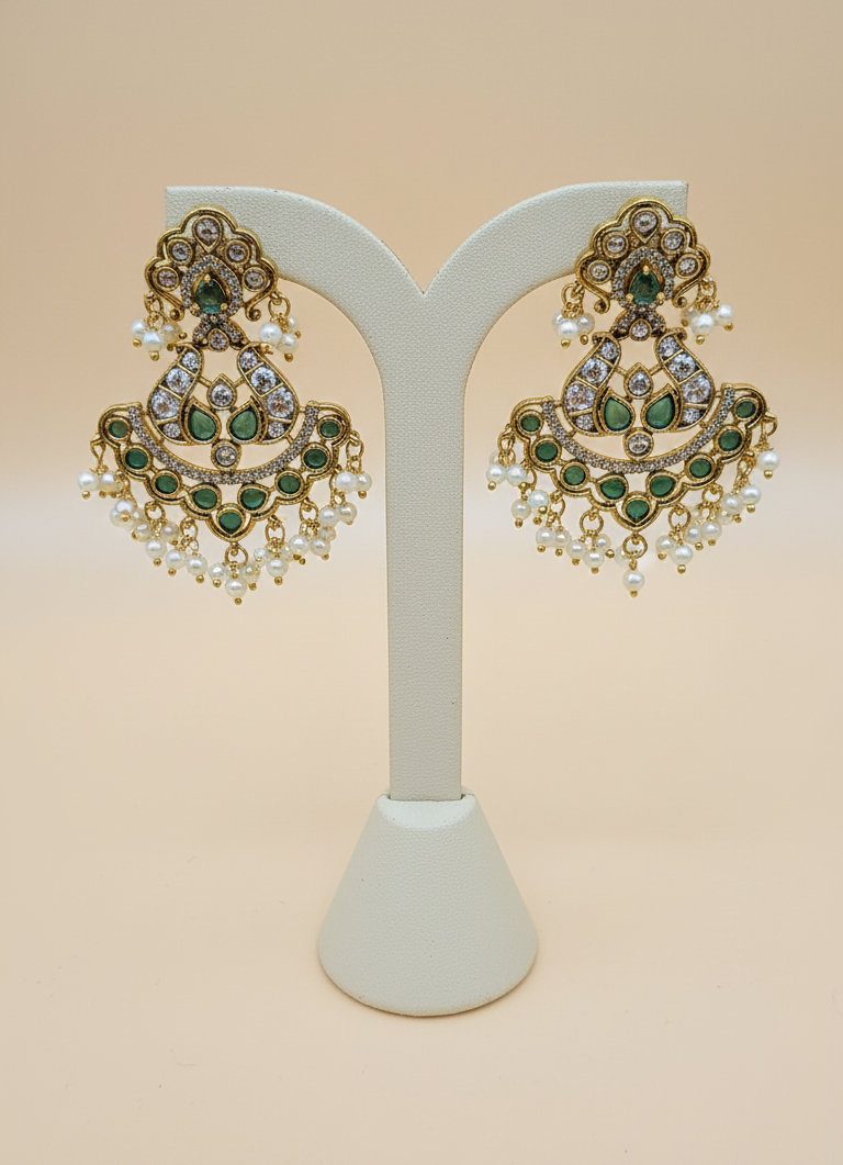 Kundan Earrings with Pearl Drops