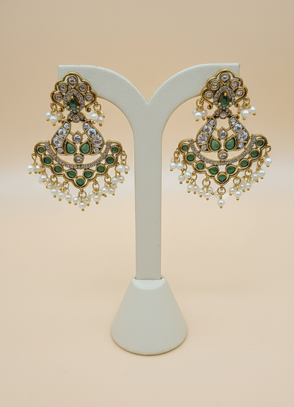 Kundan Earrings with Pearl Drops